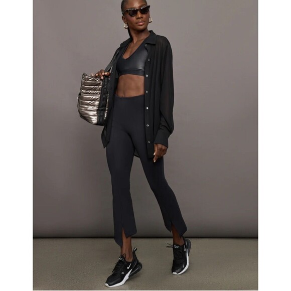 ONA XL Upper East Split Flare Black Stretch Leggings Ponte Pants Asymmetrical - Picture 1 of 16